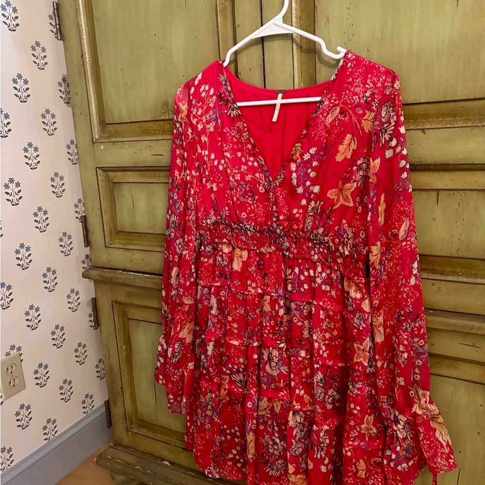 Free People Red Floral Dress